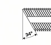 Гвозди с D-образной головкой в обойме под углом 34°, покрыты смолой, рифл.