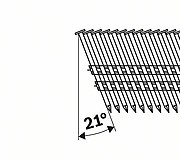 Гвозди с круглой головкой в обойме под углом 21°, покрыты смолой, рифл.